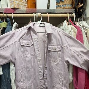 Zara Women's Soft Pink Jean Jacket
